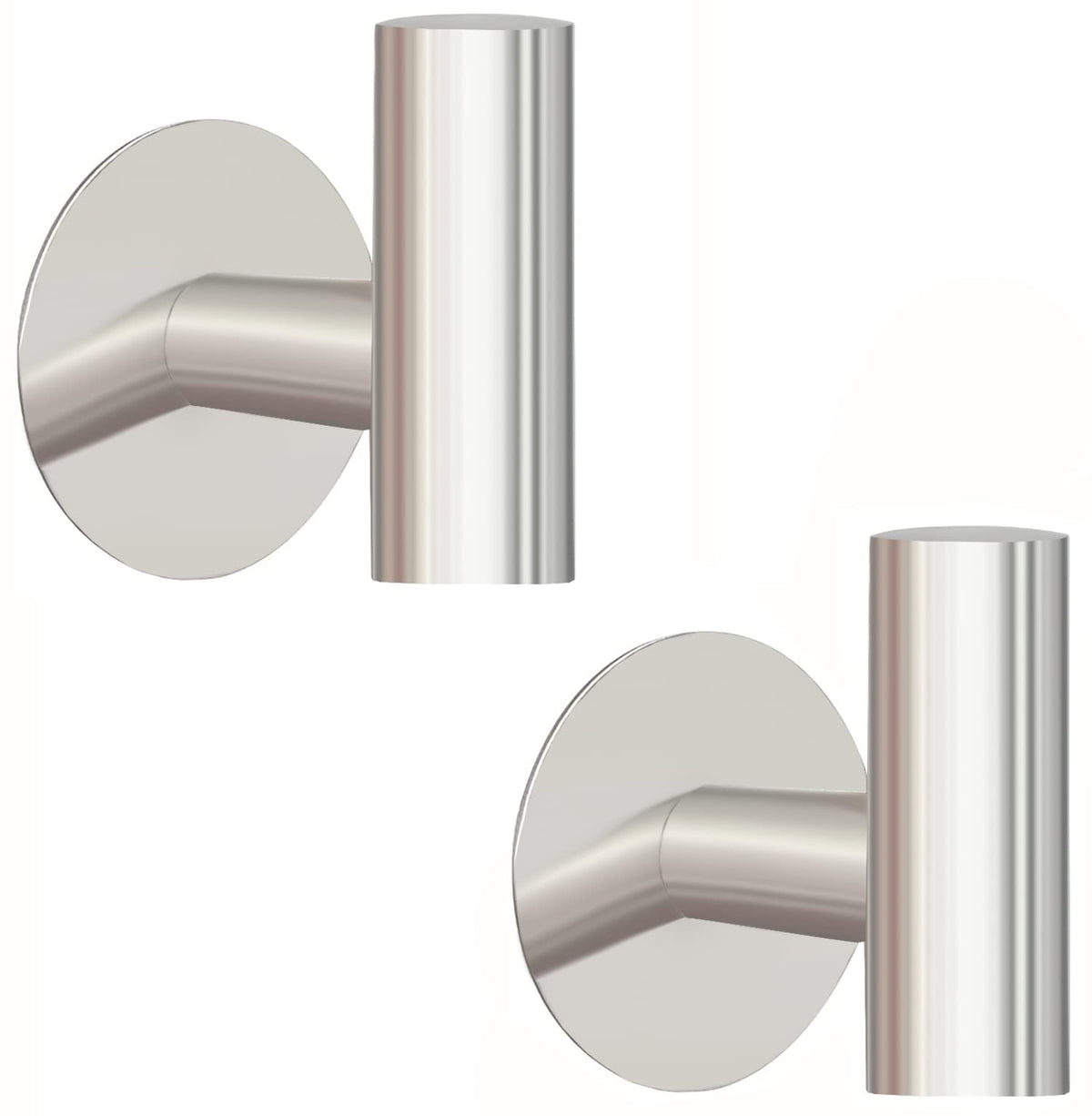 Wall Mount Self-Adhesive Bathroom Towel Hooks | 2 Pcs | Brushed Nickel Finish | Cloth & Door Hanger