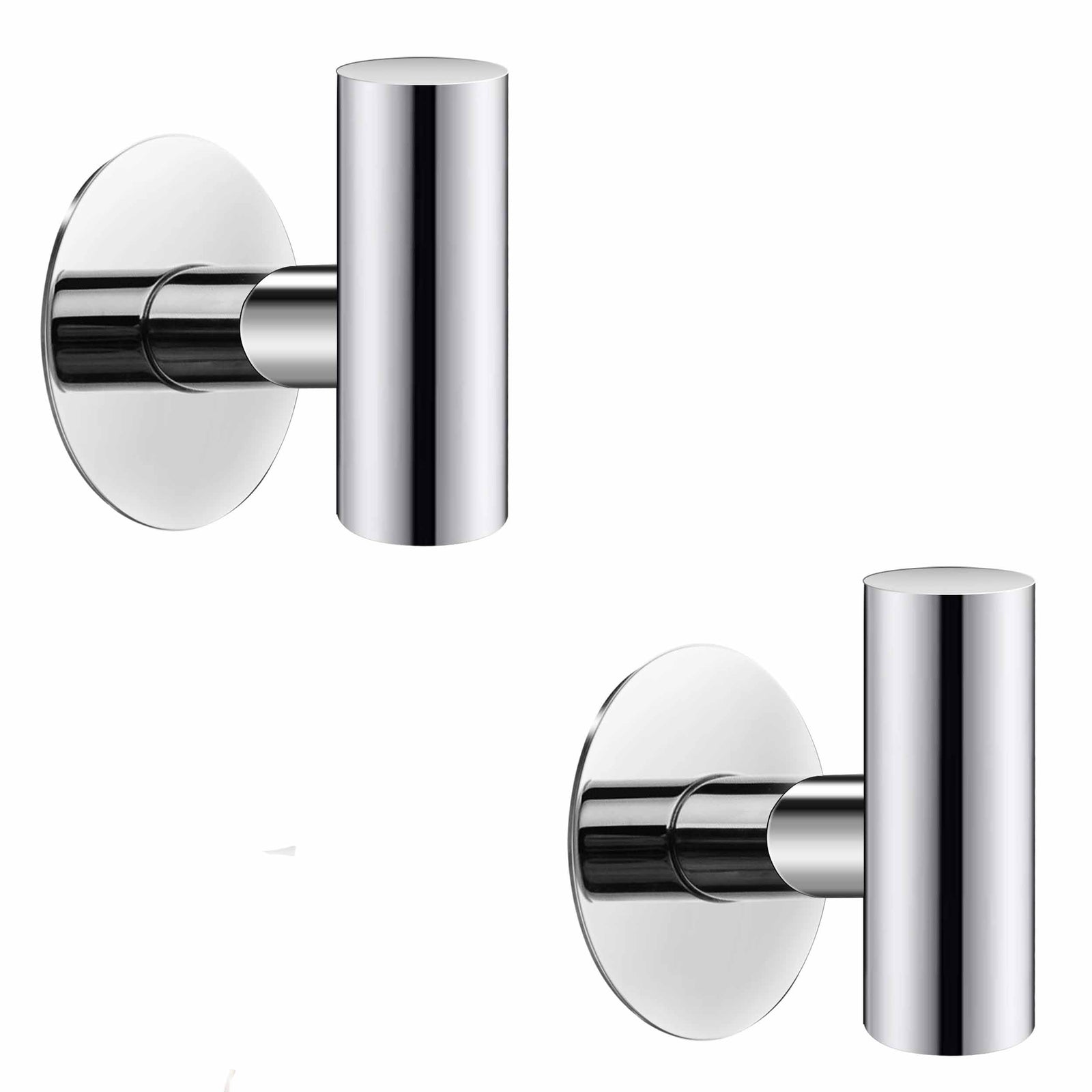 Wall Mount Self-Adhesive Bathroom Towel Hooks | 2 Pcs | Polished Chrome | Cloth Hanger & Door Hook