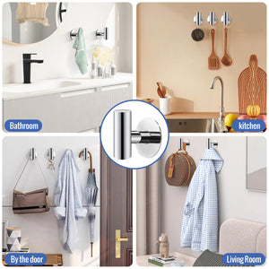 Wall Mount Self-Adhesive Bathroom Towel Hooks | 2 Pcs | Polished Chrome | Cloth Hanger & Door Hook