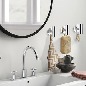 Wall Mount Self-Adhesive Bathroom Towel Hooks | 2 Pcs | Polished Chrome | Cloth Hanger & Door Hook