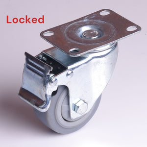 Heavy Duty Swivel Caster Wheels | 3" with Brake | Locking Cart Furniture Workbench