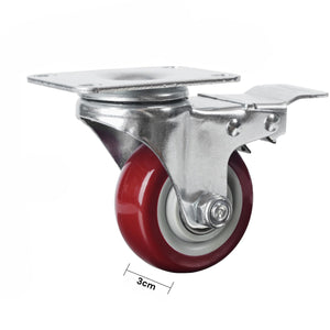 Heavy Duty Lockable Caster Wheels | 3" Swivel with Brake | Furniture & Workbench Cart Castors