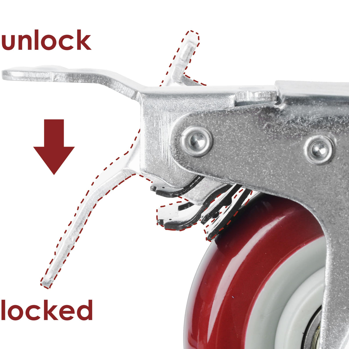 Heavy Duty Lockable Caster Wheels | 3" Swivel with Brake | Furniture & Workbench Cart Castors