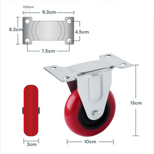 Heavy Duty Fixed Caster Wheels | 4" | Industrial Furniture & Workbench Cart Castor