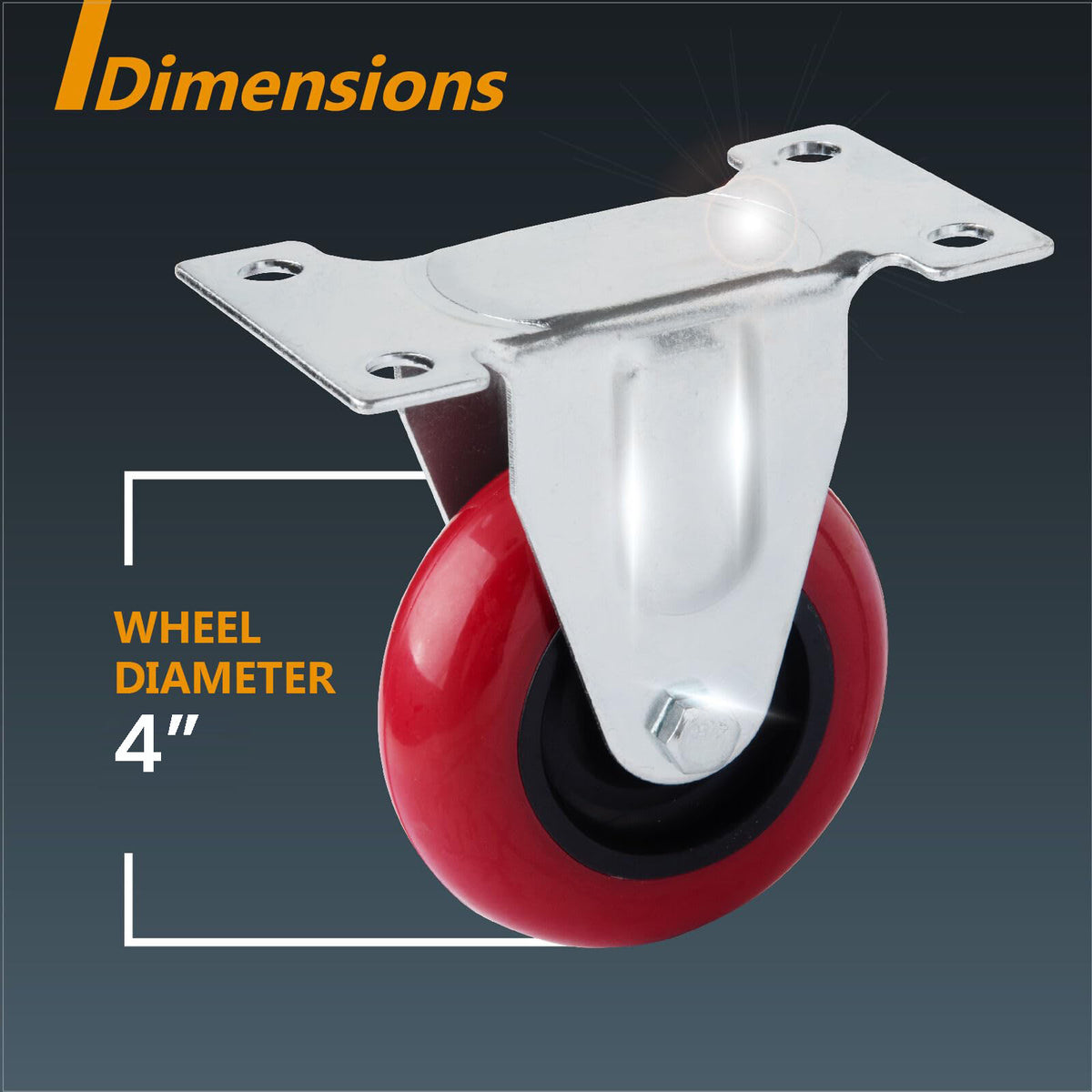 Heavy Duty Fixed Caster Wheels | 4" | Industrial Furniture & Workbench Cart Castor