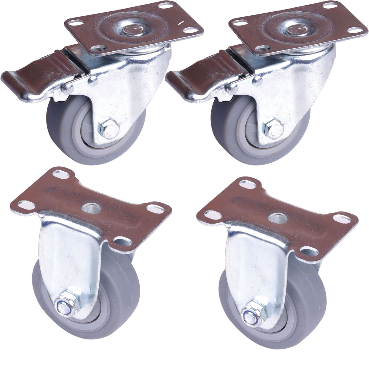 Heavy Duty Lockable Caster Wheels | 4-Pack | 4" Swivel & Fixed | Furniture & Workbench Cart Castors