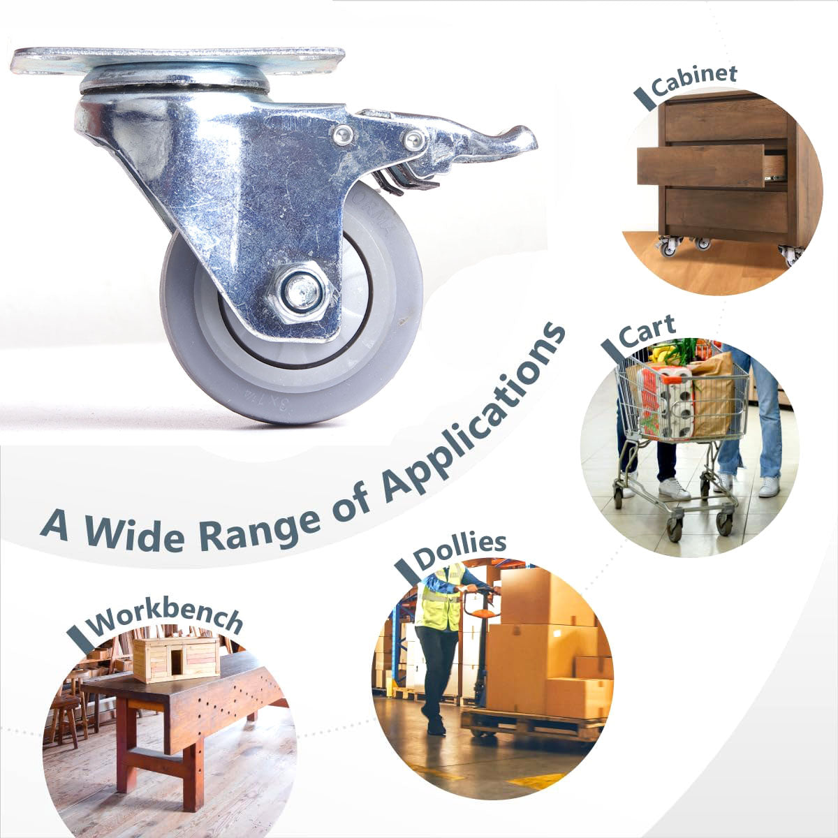 Heavy Duty Lockable Caster Wheels | 4-Pack | 4" Swivel & Fixed | Furniture & Workbench Cart Castors