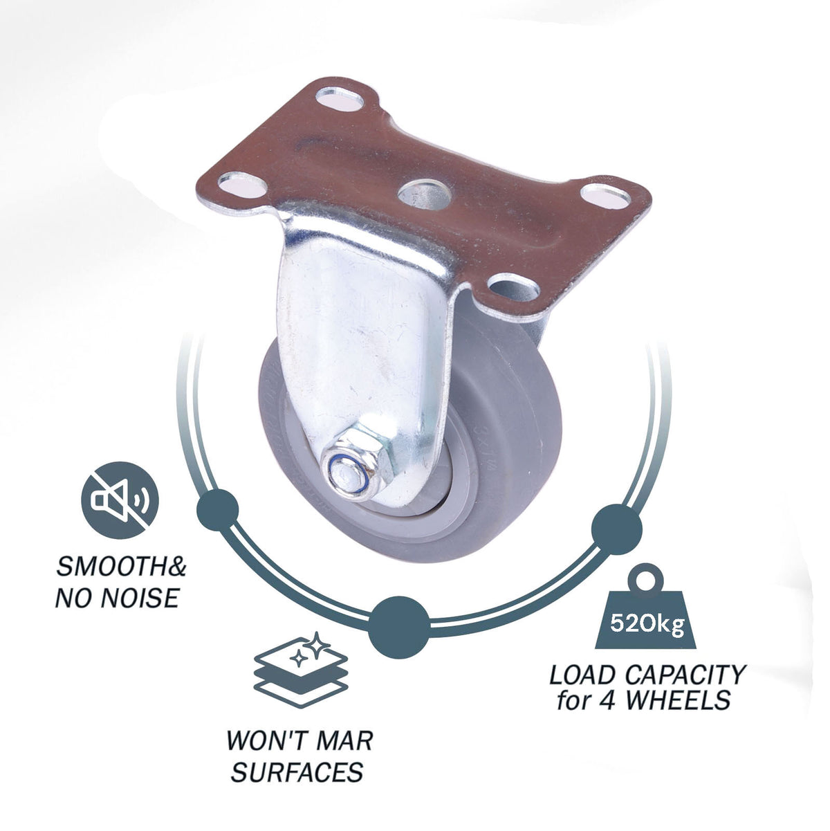 Heavy Duty Lockable Caster Wheels | 4-Pack | 4" Swivel & Fixed | Furniture & Workbench Cart Castors