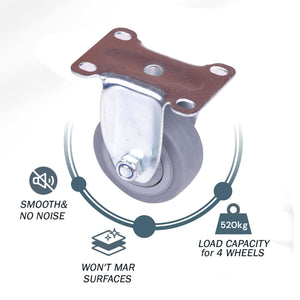 Heavy Duty Lockable Caster Wheels | 4-Pack | 4" Swivel & Fixed | Furniture & Workbench Cart Castors