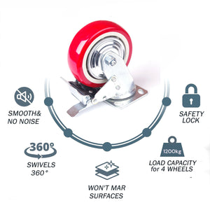 Heavy Duty Lockable Caster Wheels | 4-Pack | 6" Industrial Swivel & Fixed | Furniture & Workbench Castors
