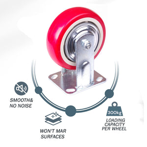 Heavy Duty Lockable Caster Wheels | 4-Pack | 6" Industrial Swivel & Fixed | Furniture & Workbench Castors