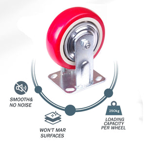 5-inch Industrial Caster Wheels | Fixed Casters | Castor Wheels Cart Furniture Workbench