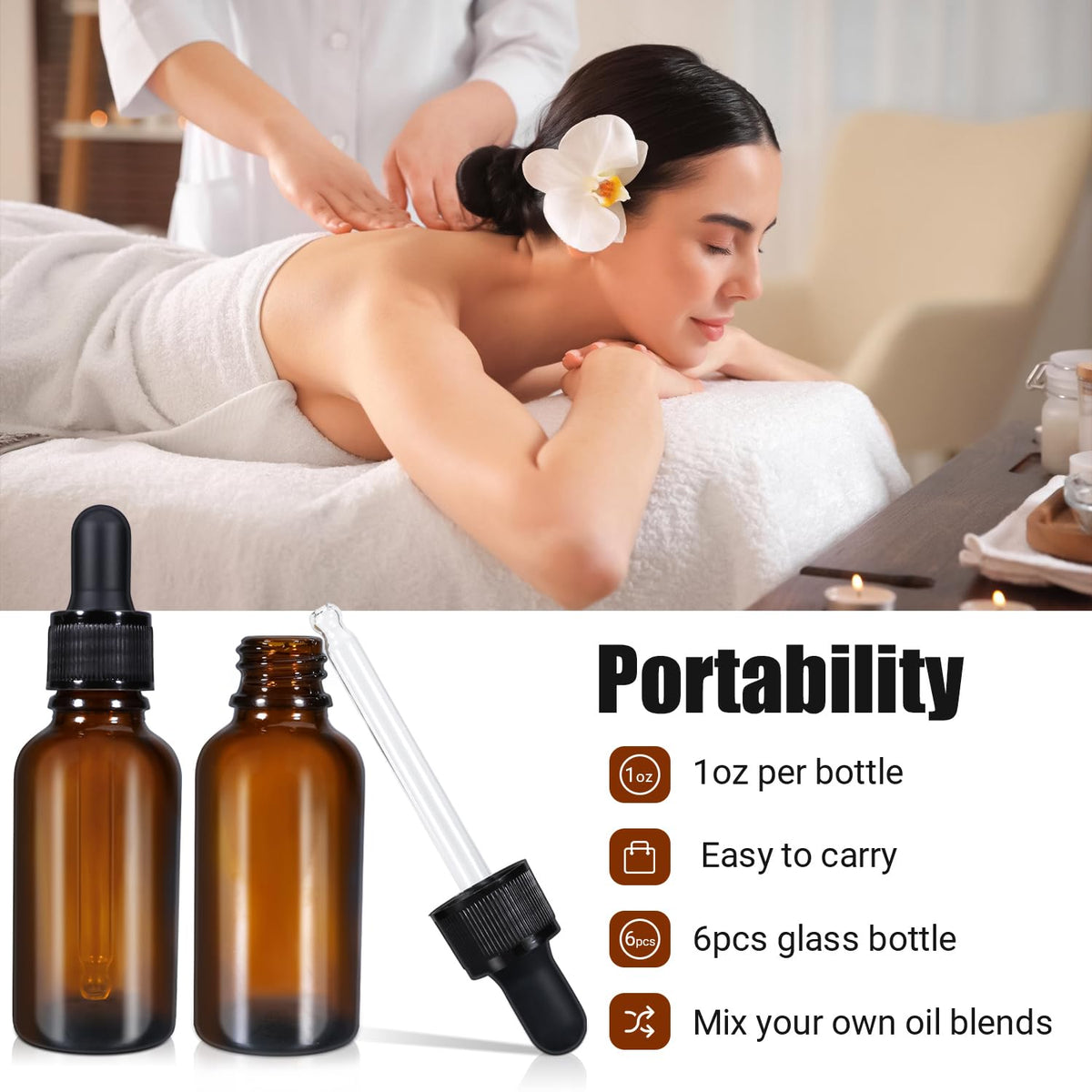 Amber Glass Dropper Bottles | 5ml (5 Pack) | Leakproof Essential Oil Tincture Bottles