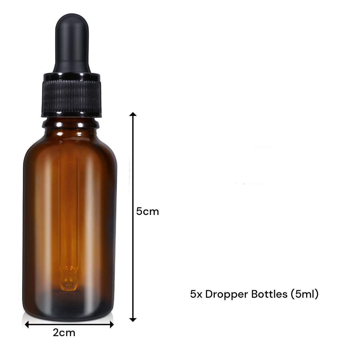 Amber Glass Dropper Bottles | 5ml (5 Pack) | Leakproof Essential Oil Tincture Bottles