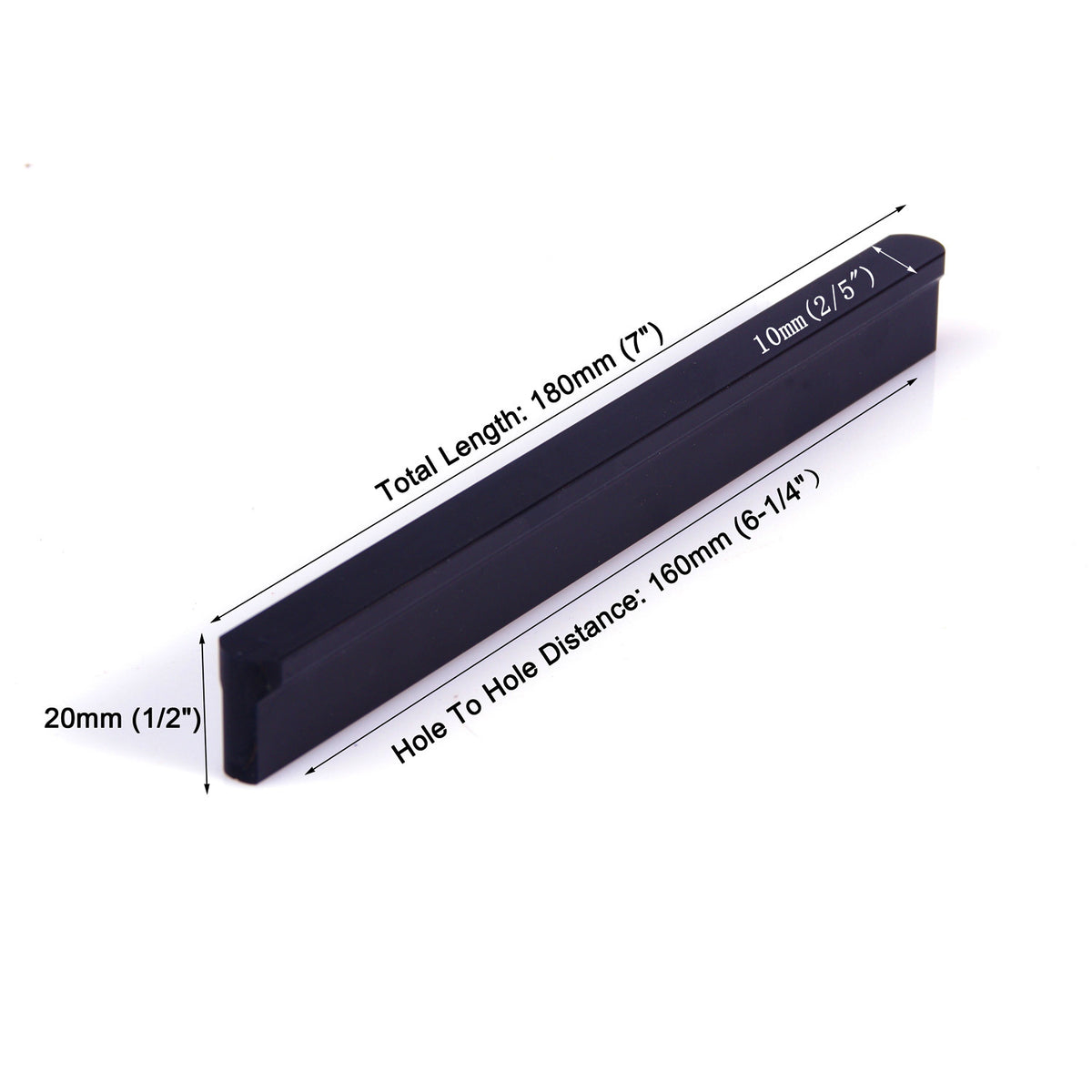 Solid Zinc Furniture Kitchen Bathroom Cabinet Handles | Drawer Bar Handle Pull Knob | Black | 160mm