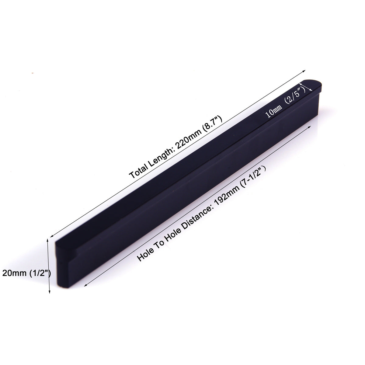 Solid Zinc Furniture Kitchen Bathroom Cabinet Handles | Drawer Bar Handle Pull Knob | Black | 192mm