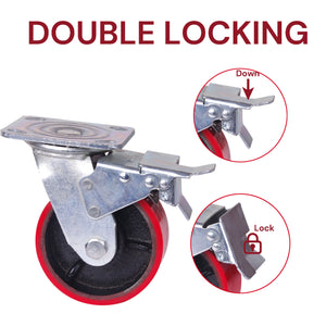 Industrial Lockable Caster Wheels | 6" | 600KG Swivel with Brake | Furniture & Workbench Castors