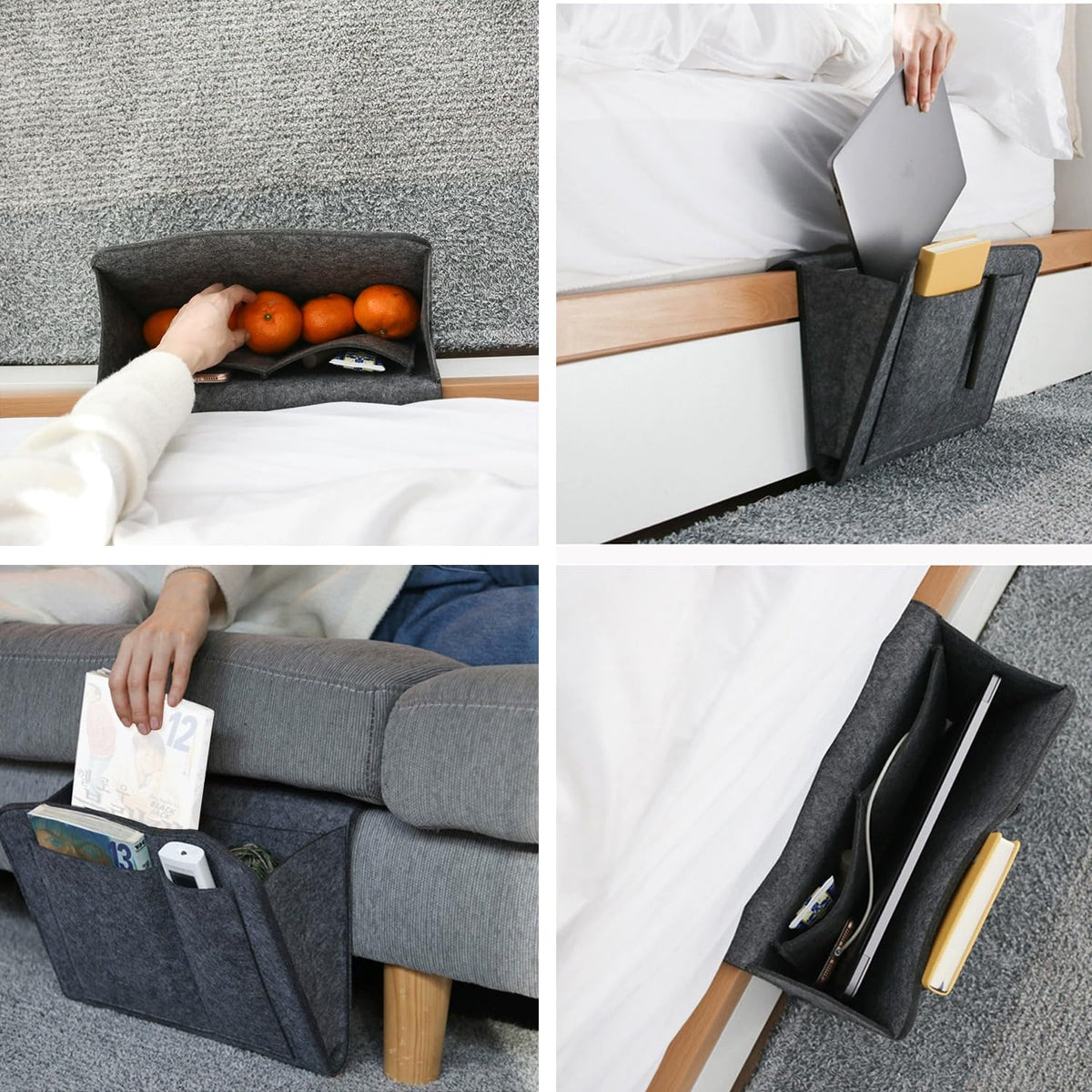 Bed Organiser | Bed Caddy | Sofa Organiser | Bedside Organiser | Book & Magazines Organiser | Dark Grey