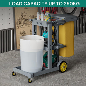 Commercial Hotel Restaurant Cleaning Cart | 3-Shelf | Commercial Janitorial Cart | Housekeeping Cart
