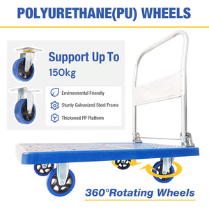 150kg Foldable Warehouse Platform Trolley | Truck Dolly | Swivel Wheels | Moving Cart | Flatbed