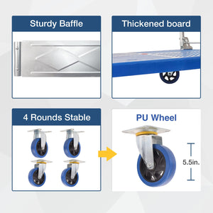 300kg Foldable Warehouse Platform Trolley | Truck Dolly | Swivel Wheels | Moving Cart | Flatbed