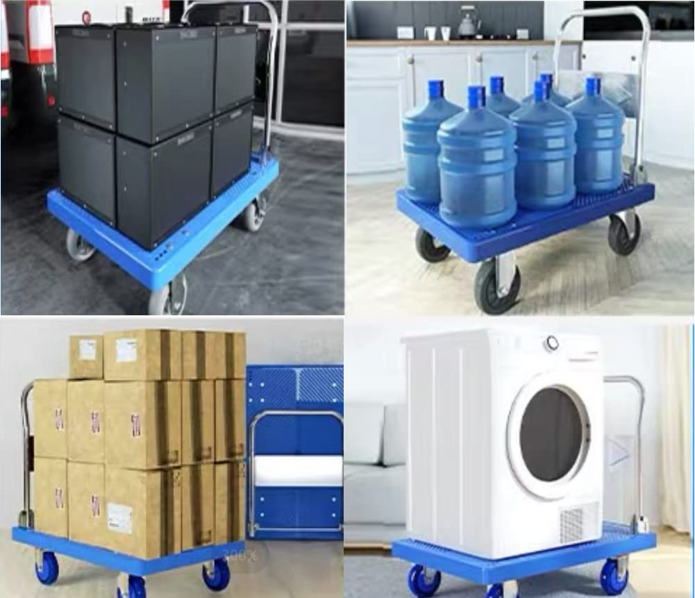 300kg Foldable Warehouse Platform Trolley | Truck Dolly | Swivel Wheels | Moving Cart | Flatbed