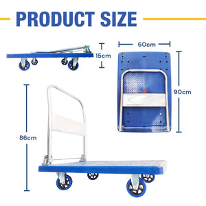 300kg Foldable Warehouse Platform Trolley | Truck Dolly | Swivel Wheels | Moving Cart | Flatbed