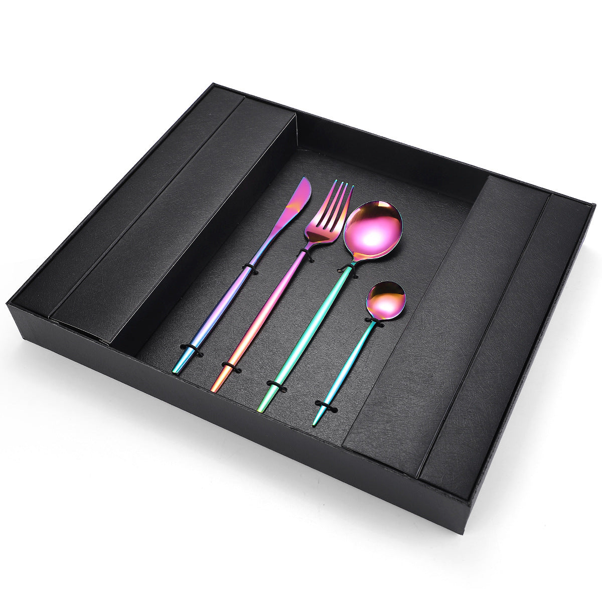 16-Piece Stainless Steel Rainbow Cutlery Set | Knife, Fork, Spoon | Flatware Set