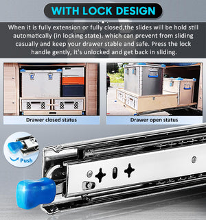 40in Pair 1000 - 2000mm | 150KG Capacity | Heavy Duty Trailer Drawer Slides Rails Runners Locking