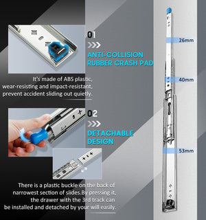 56in Pair 1000 - 2000mm | 150KG Capacity | Heavy Duty Trailer Drawer Slides Rails Runners Locking