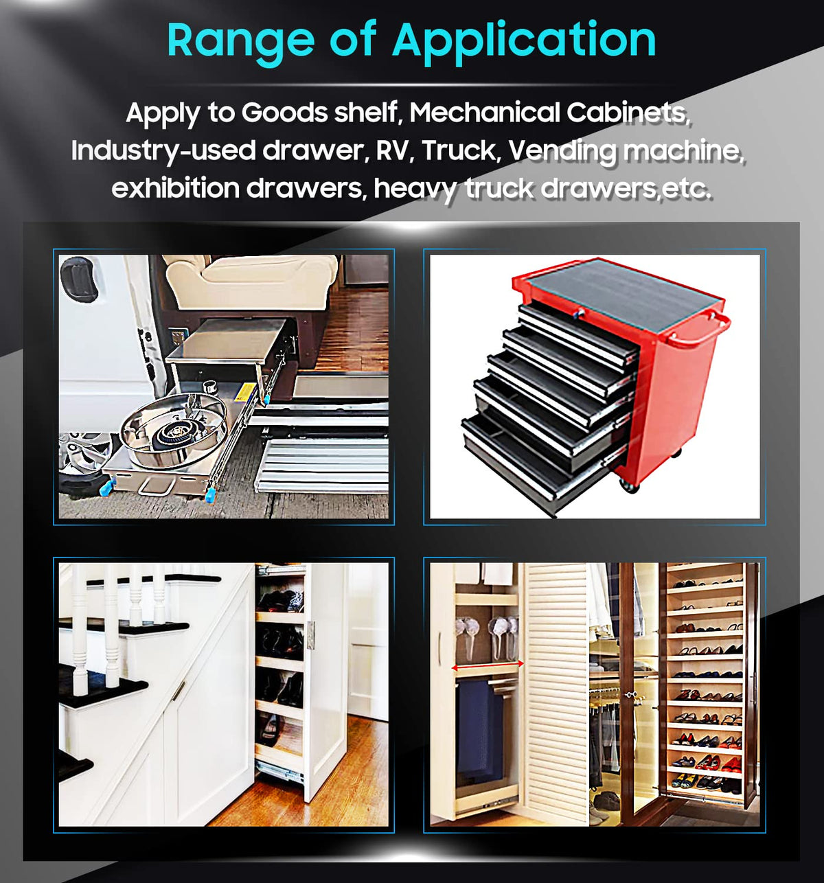 56in Pair 1000 - 2000mm | 150KG Capacity | Heavy Duty Trailer Drawer Slides Rails Runners Locking