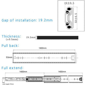 56in Pair 1000 - 2000mm | 150KG Capacity | Heavy Duty Trailer Drawer Slides Rails Runners Locking
