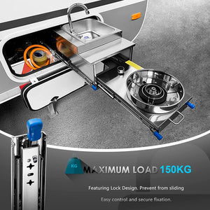 56in Pair 1000 - 2000mm | 150KG Capacity | Heavy Duty Trailer Drawer Slides Rails Runners Locking
