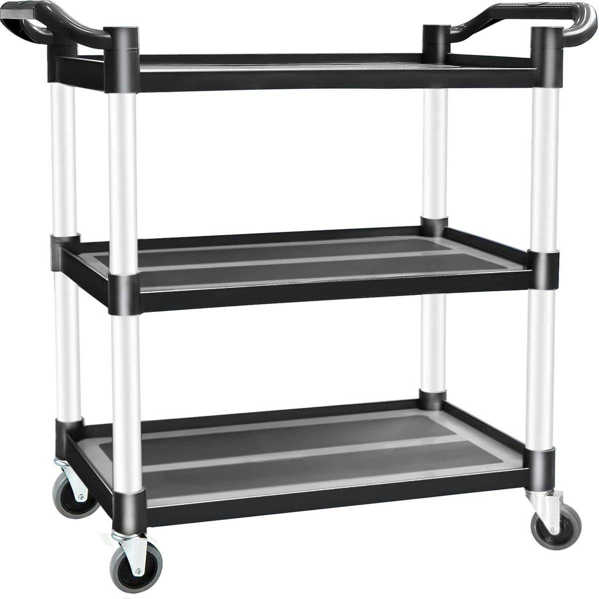 3-Tier Large Service Food Cart | Restaurant Trolley | Utility Cart | Kitchen Catering Shelf Storage