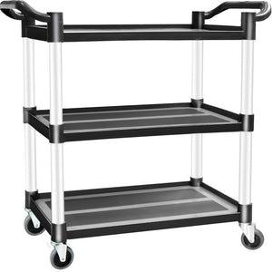3-Tier Large Service Food Cart | Restaurant Trolley | Utility Cart | Kitchen Catering Shelf Storage