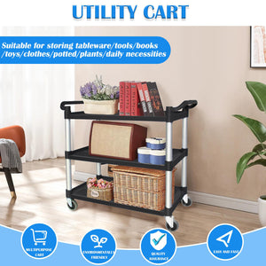 3-Tier Large Service Food Cart | Restaurant Trolley | Utility Cart | Kitchen Catering Shelf Storage