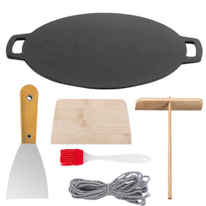 28cm | Seasoned Cast Iron Induction Crepes Pan | Baking Pancake Tool | Pizza Bakeware