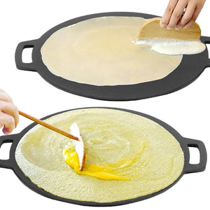 28cm | Seasoned Cast Iron Induction Crepes Pan | Baking Pancake Tool | Pizza Bakeware