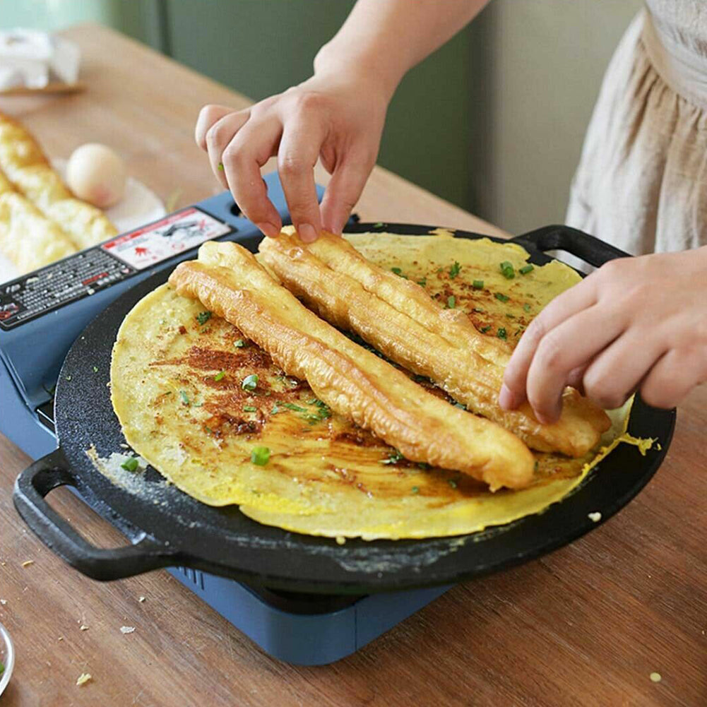 28cm | Seasoned Cast Iron Induction Crepes Pan | Baking Pancake Tool | Pizza Bakeware