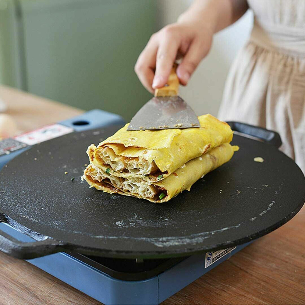 28cm | Seasoned Cast Iron Induction Crepes Pan | Baking Pancake Tool | Pizza Bakeware