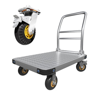 Heavy Duty Foldable Platform Truck | 1000KG Capacity | Steel Flatbed Push Cart with Brake