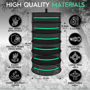 6-Layer | 120cm Foldable Herb Vegetable Fruit Drying Dehydrating Rack | Mesh Hanging Dryer