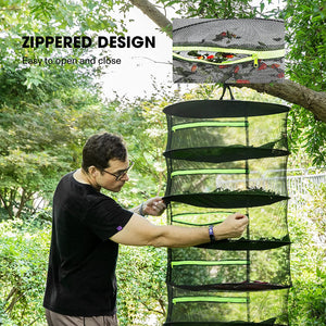 6-Layer | 120cm Foldable Herb Vegetable Fruit Drying Dehydrating Rack | Mesh Hanging Dryer