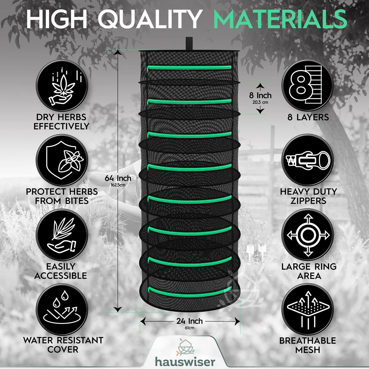 8-Layer | 162cm Foldable Herb Vegetable Fruit Drying Dehydrating Rack | Mesh Hanging Dryer