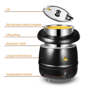 10L Restaurant Electric Buffet Food Warmer | Commercial Food Warmer | Soup Warmer | Black