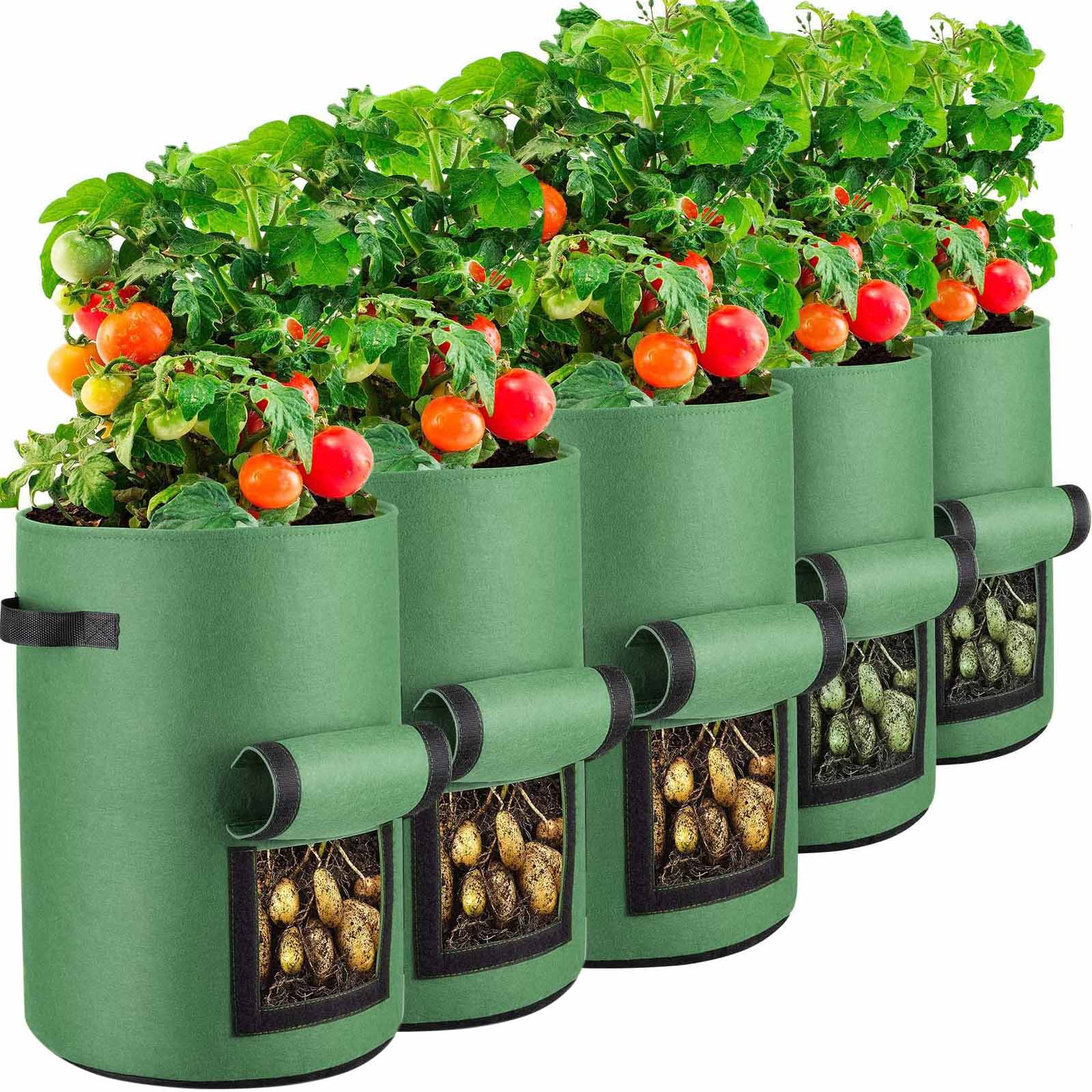 5-Pack | 10 Gallons Plant Grow Bag | Potato Container Pots with Handles | Garden Planter