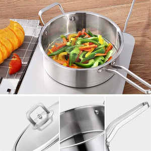 6-Piece Kitchen Cookware Set | 430 Stainless Steel Pots and Pans | Milk Stock Pot Set