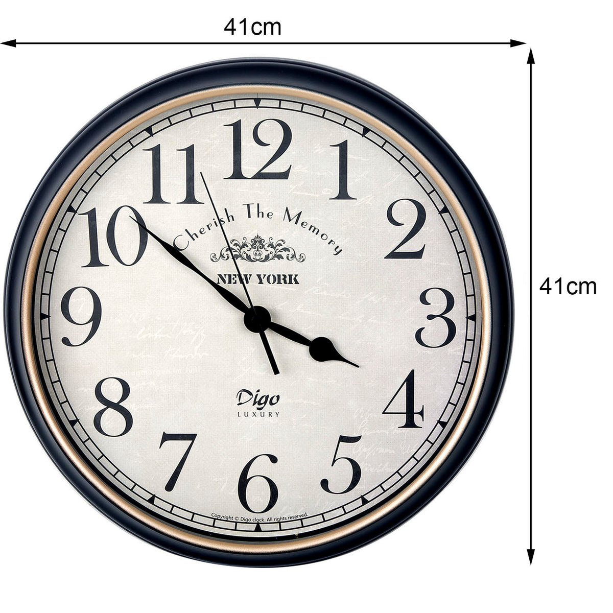 Large 41cm Silent Wall Clock | Retro Home Decor | Living Room | Kitchen | Office