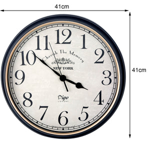 Large 41cm Silent Wall Clock | Retro Home Decor | Living Room | Kitchen | Office