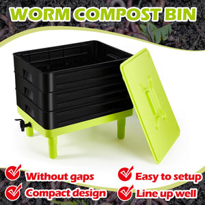Worm Farm Composter Bin | 60L | 3 Tray System | Worm Tea Composting Setup